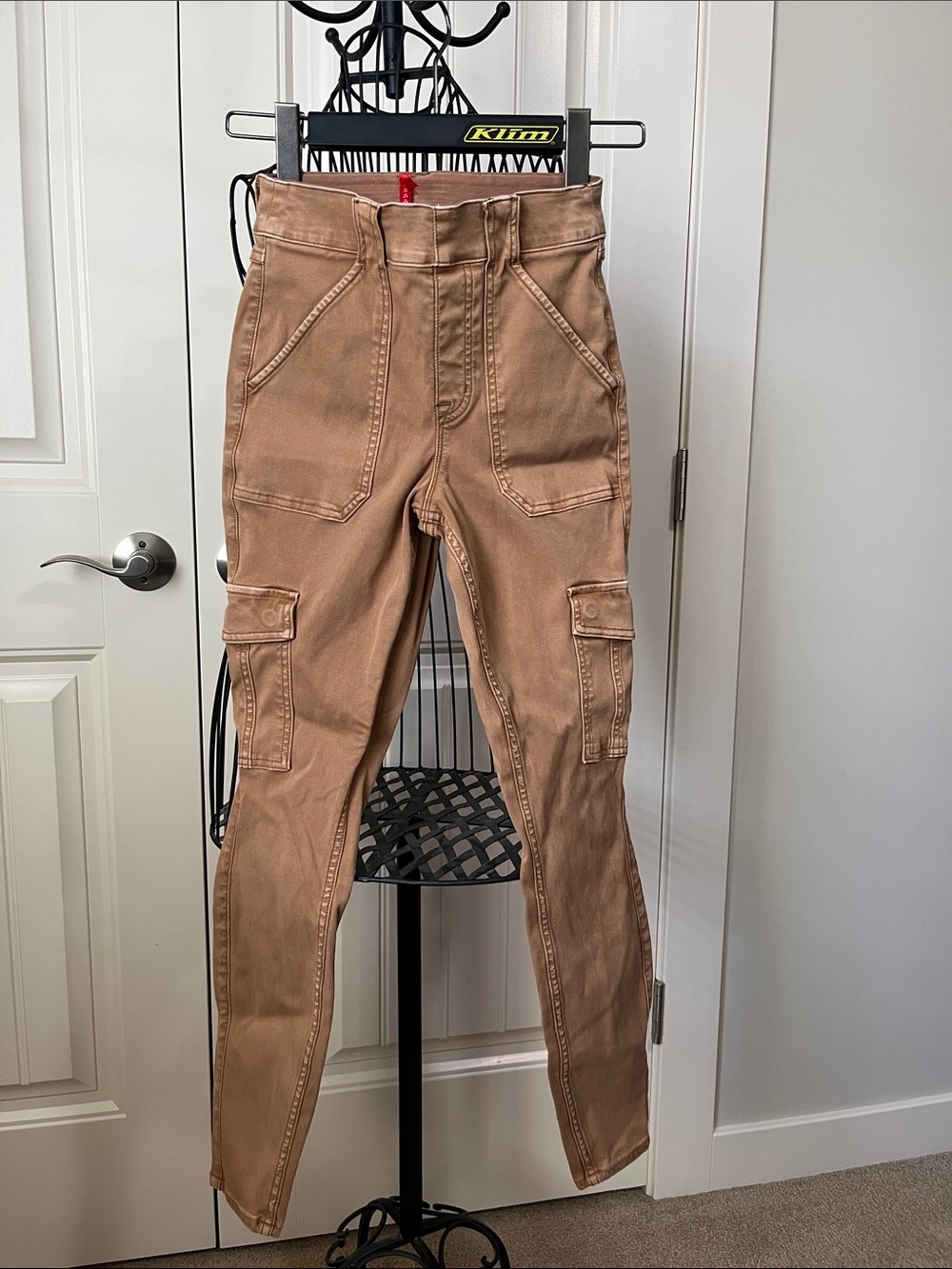 SPANX Women's Skinny Cargo Jumpsuit Pants in Brown